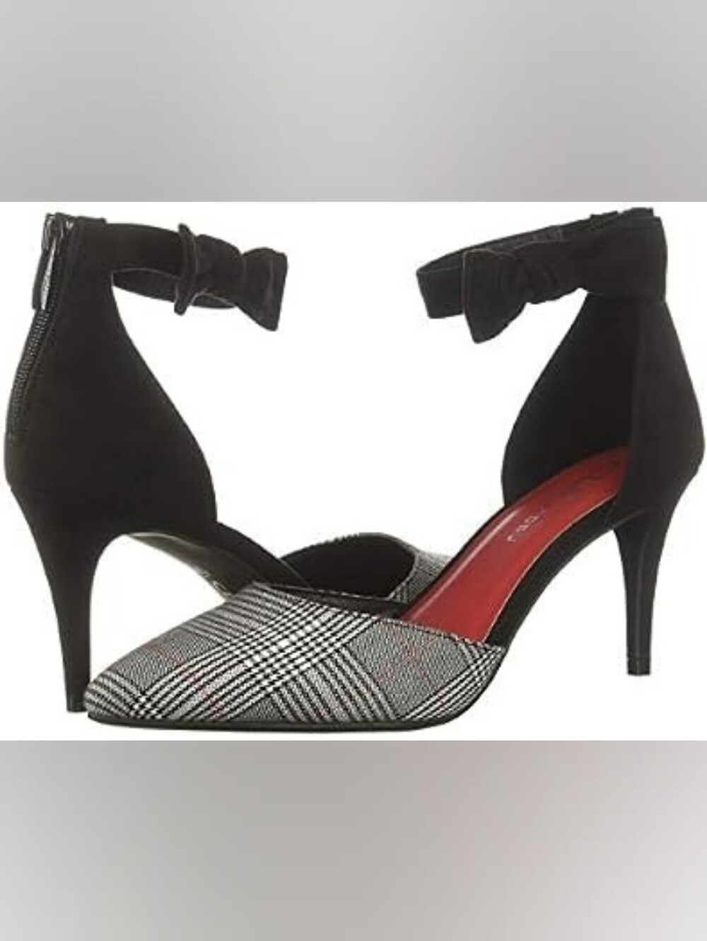 CL by Laundry Black and Red Pointed-Toe Ankle-Strap Heels Size 8.5M